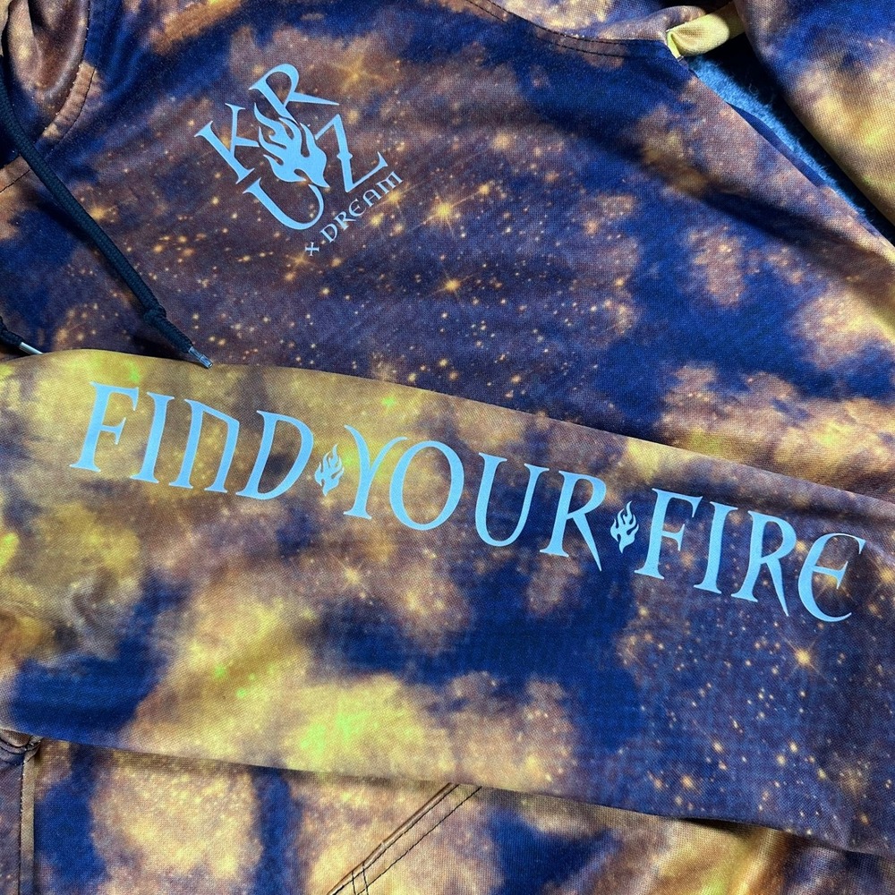 DREAM x KRUZADER "Find Your Fire" Sublimated Tie-Dye Style Unisex Hoodie Size L - Picture 9 of 10